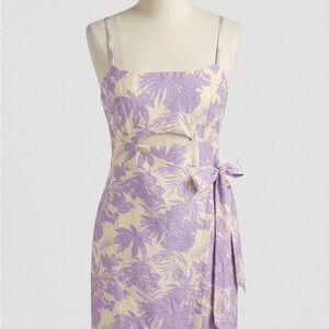 Astr Lavender and Cream Floral Midi Dress